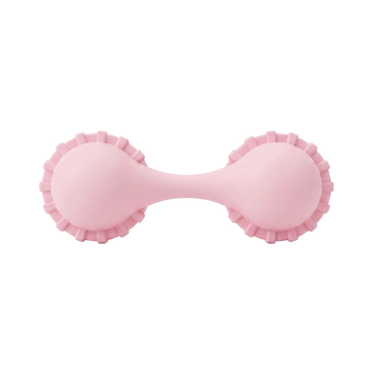 Everything Littles silicone flower rattle baby toy in pink